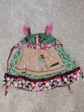 Matilda Jane Multicolor Winter Theme Dress with Pink Tulle Straps